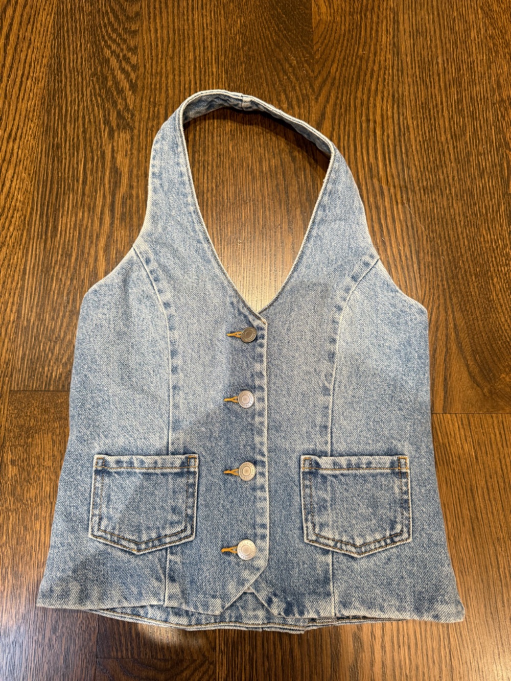H&M Coachella/Festival Light Blue Denim Halter Vest